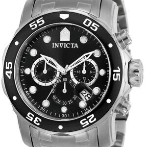 Invicta Men's 48mm PRO DIVER SCUBA CHRONOGRAPH Silver/Black Tone Bracelet Watch